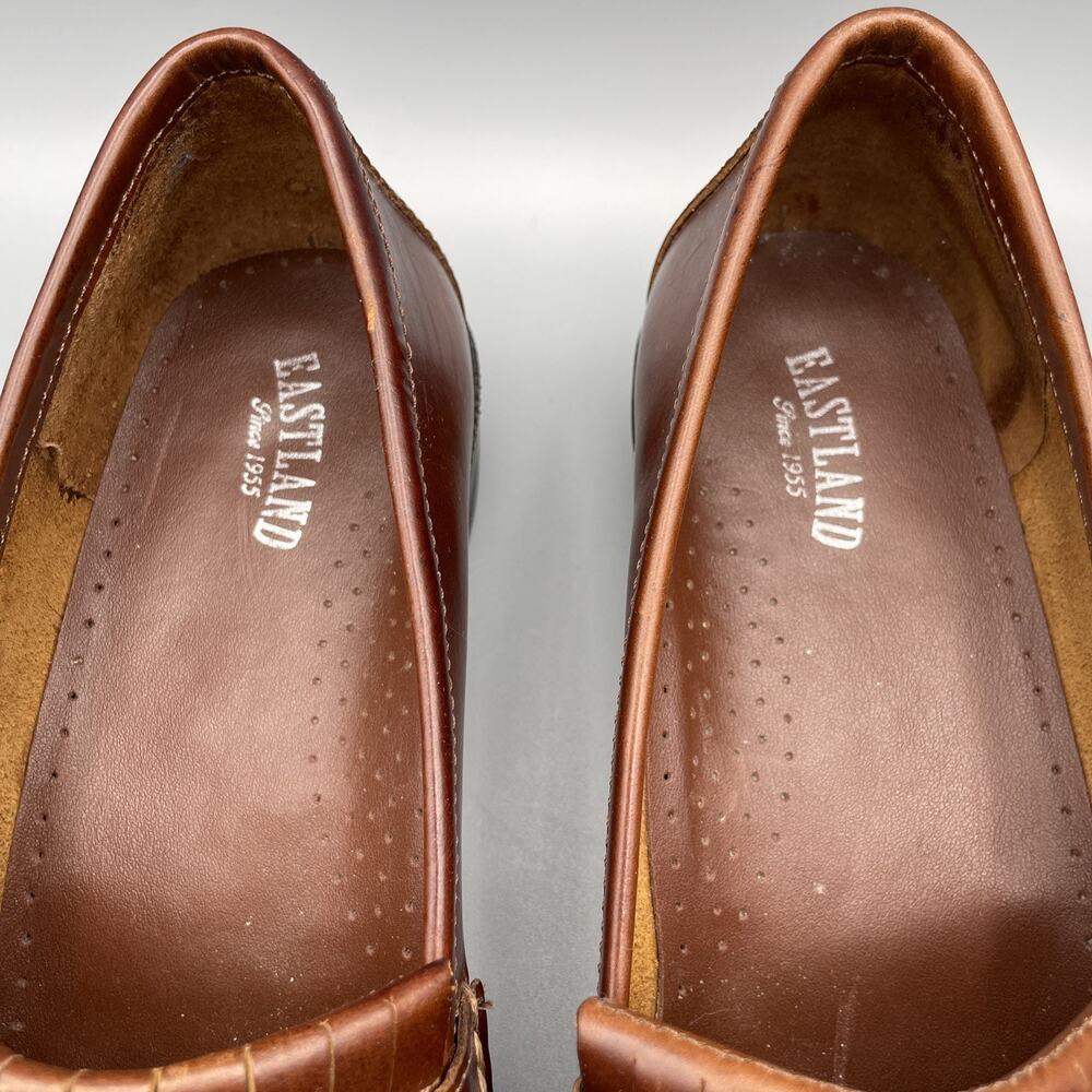 Eastland Rosalie Loafers Size 10 Brown Leather Academia Fringe Buckle Country - Picture 8 of 13